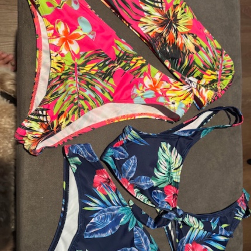 2 Bandeau Bikini Tops w/ straps - Medium